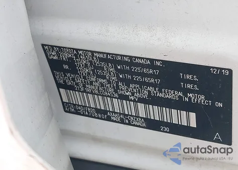 2020 Toyota Rav4 Le z USA, uszkodzony, nr VIN 2T3F1RFV8LC084536